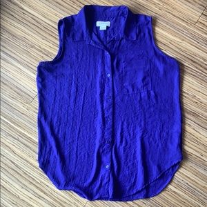 Liz Claiborne Purple Sleeveless Button down